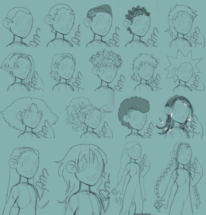 Hair concept pitches. All of these are available in game - plus some!